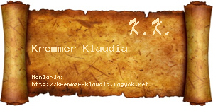 Kremmer Klaudia névjegykártya